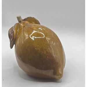 Vintage Ceramic Pear Figurine Brown Ochre Glazed Fruit Decor Farmhouse 7 Inch